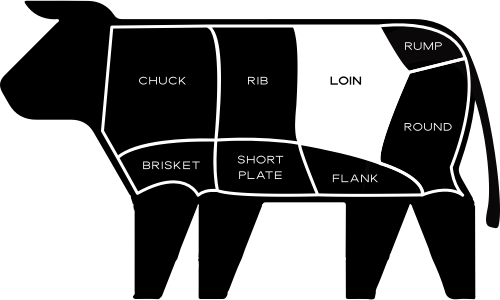 Graphic of loin cut location on cow